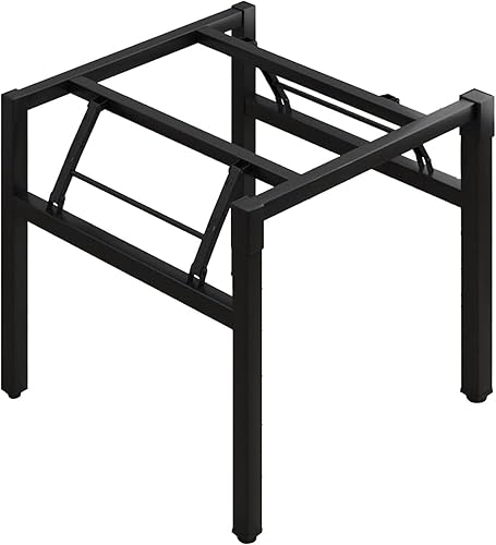 Heavy Duty Metal Table Base, Foldable Table Legs, Furniture Legs Stable, Table Legs for Dining Table & Desk, Square Table Round Table Bracket, Table Legs(100cm/39.5in) - Poueer