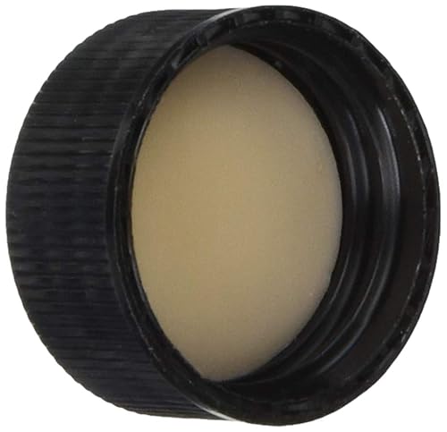 Top Hat 812550TTH-24 Screw Threaded Black Closure with PTFE/Silicone Septa, 24-400mm Cap Size (Pack of 100) - Poueer