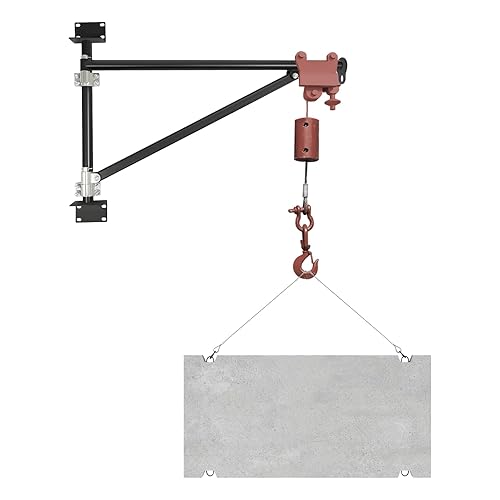 Wall Mount Jib Crane, 440lbs Capacity Wall Mount Hoist Bracket, 180° Swing Alloy Steel Heavy Duty Crane Support Arm Swing Arm Crane Bracket (Red) - Poueer