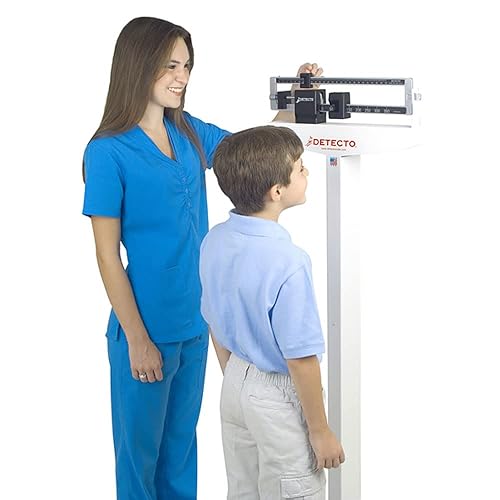 Detecto 437 Mechanical Physician Scale Without Height Rod - Die-Cast Beam with Black Aluminum Insert - Rigid Construction with Precise Results, Eye-Level Display - 450Lbs x 4 oz Capacity - Poueer