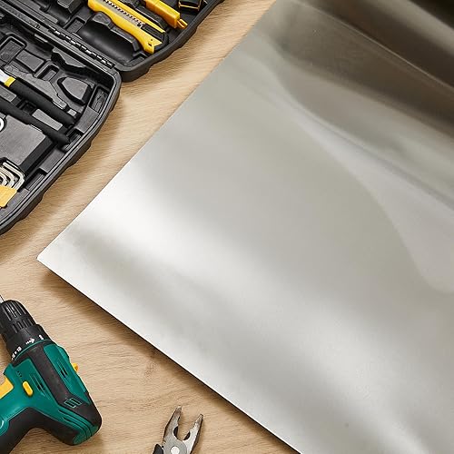 430 Stainless Steel Sheet Metal 48 x 96 Inches 24ga Metal Plates Panel #4 Brushed Finish Magnetic Mount Board Wall Food Truck Restaurant Crafting Kitchen Floor Trailer Garage Gym (1 Pack) - Poueer