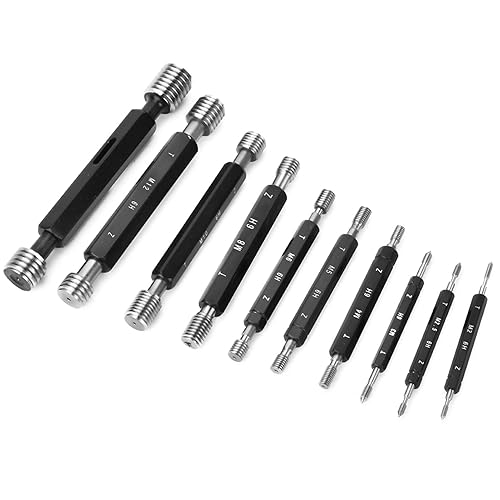 Thread Plug Gauge High Accuracy Double End Through Stop Measurement Hand Tool for Hardware Tool Thread Diameter Measurement 10Pcs (Imperial Thread) - Poueer