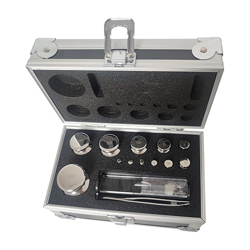 F1 Calibration Weight Kit, High Precision 1mg-500g Weights, 25 Pcs 304 Stainless Steel Weights with Aluminium Alloy Box for Lab Education - Poueer