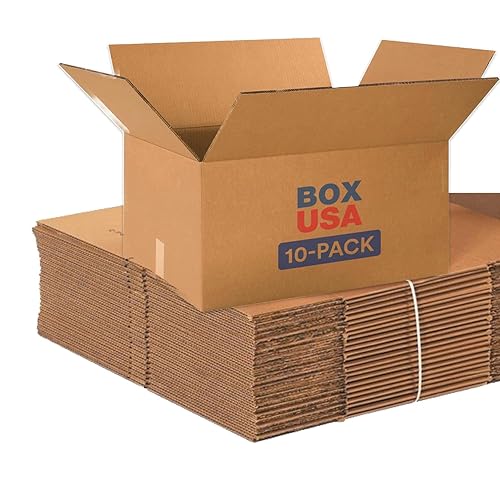BOX USA 24x18x12 Corrugated Boxes, Large, 24L x 18W x 12H, Pack of 10 | Shipping, Packaging, Moving, Storage Box for Home or Business, Strong Wholesale Bulk Boxes - Poueer