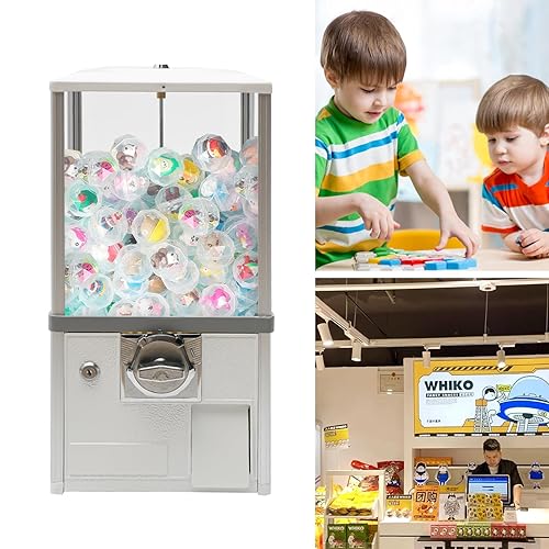 25 Cents Coin Operated Vending Machine, Commercial Gumball Machine, Toy Capsule, Big Candy Vending Machine, Dispenser Prize Machine, Candy Machine Dispenser for 3-5.5cm Gadget Retail Store (Blue) - Poueer