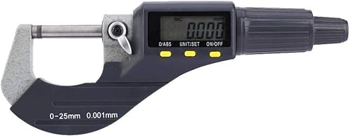 Digital Micrometer 0.00005'/0.001mm Outside Micrometer Caliper Gauge Electronic Digimatic Micrometer Thickness Measuring Resolution Thickness Gauge with Protective Case(0-25mm) - Poueer