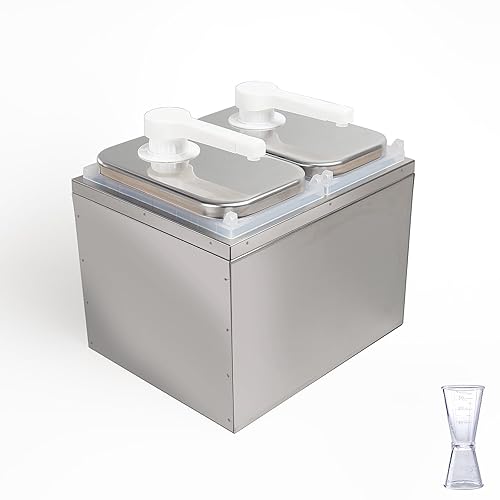 Condiment Pump Dispenser, Stainless Steel Ketchup Pump Dispenser with Measuring Jigger Set-Detachable Leak-Proof Design|for Sauce Honey Syrup Dressing|Commercial & Home Kitchen Use (2L-4jars) - Poueer