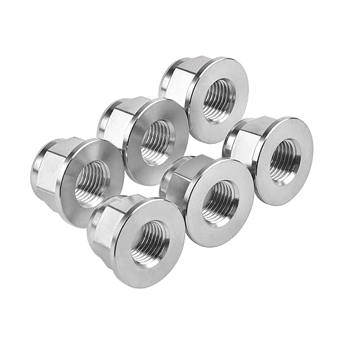 Titanium M6 M8 M10 M12 M14 Nuts Flange Nylon Lock Nut Pack of 6 (M12 Pitch 1.25mm) - Poueer