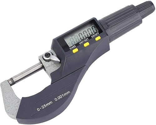 Digital Micrometer 0.00005'/0.001mm Outside Micrometer Caliper Gauge Electronic Digimatic Micrometer Thickness Measuring Resolution Thickness Gauge with Protective Case(0-25mm) - Poueer