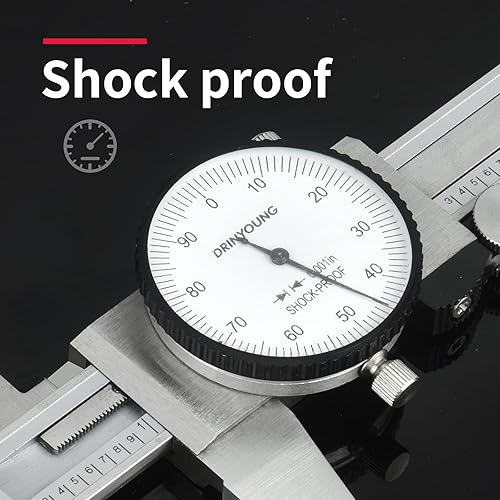 Dial Caliper 6' 150mm Dual Reading Scale Metric System 6' Maximum Measuring 0.001' Graduation Interval (6 inch / 150mm Dual Reading Scale) - Poueer