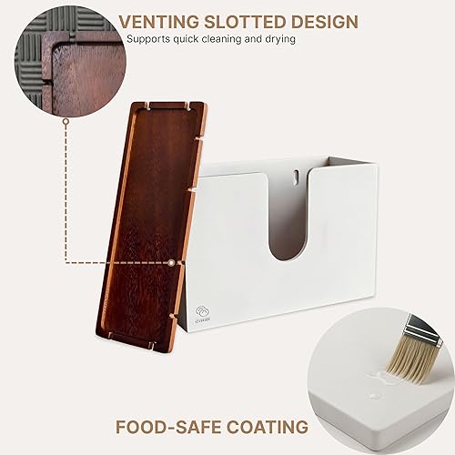 eBun Bamboo Folded Paper Towel Holder – Wall Mount & Countertop Paper Towel Dispenser for Bathroom, Kitchen & Office – Fits C-Fold, Multifold, Z-Fold Towels – Rustic Modern Design, Black - Poueer