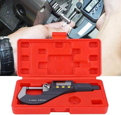 Digital Micrometer 0.00005'/0.001mm Outside Micrometer Caliper Gauge Electronic Digimatic Micrometer Thickness Measuring Resolution Thickness Gauge with Protective Case(0-25mm) - Poueer