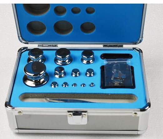 F Grade Stainless Steel Calibration Weight Kit 1mg-1kg Balance Weight The Weight is Equipped with an Aluminum Alloy Box and Comes with Tweezers 25pcs/set - Poueer
