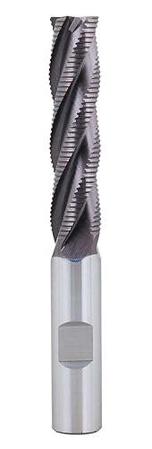 Accusize Industrial Tools 1/2'' Fine Tooth M42 8% Cobalt Tialn Roughing End Mill, 1/2'' Shk Dia, 2'' Flute Length, 4'' Oal, 4 Flute, 1104-0120 - Poueer