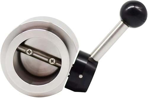 Sanitary Butterfly Valve, Inline, Lever Handle, Manual, 304 Stainless Steel, ISO-KF Interface, KF-40 NW-40 Vacuum Fittings, FKM / Viton Gasket Ring - Poueer