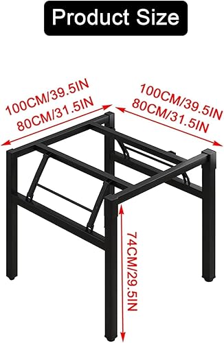 Heavy Duty Metal Table Base, Foldable Table Legs, Furniture Legs Stable, Table Legs for Dining Table & Desk, Square Table Round Table Bracket, Table Legs(100cm/39.5in) - Poueer