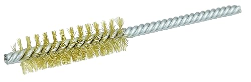 Weiler 21219 Power Tube Brush, Double Stem/Double Spiral, 5/8', 0.08' Brass Wire Fill, 2' Length, Made in The USA (Pack of 10) - Poueer