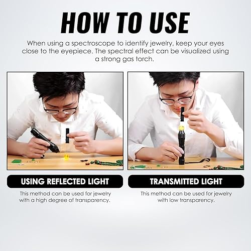 Focusing Spectroscope Prism Gem Spectroscope with Adjustable Focus Gemology Spectrometer Gemological Testing Tools Aluminum Body for gemological Testing, Antique, Fairs, and Gemstone Identification - Poueer