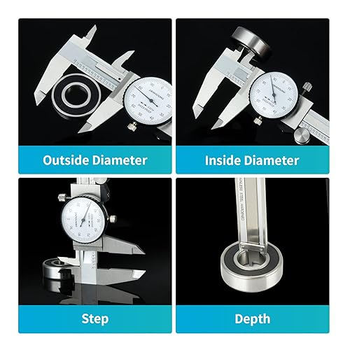Dial Caliper 6' 150mm Dual Reading Scale Metric System 6' Maximum Measuring 0.001' Graduation Interval (6 inch / 150mm Dual Reading Scale) - Poueer
