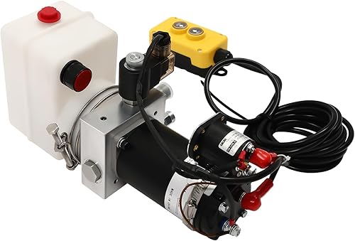 Hydraulic Power Unit 1.58 Quart Hydraulic Pump Dump Truck Hydraulic Pump Single Acting Dump Truck Hydraulic Pump 12V DC with Plastic Reservoir for Dump Trailer Car Lifting - Poueer