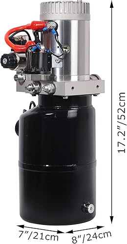 Hydraulic Power Unit with 6 Quart Iron Oil Tank 12V DC Motor Double Acting Performance Pump for Lifting 4M Control Handle Pressure Clock - Poueer