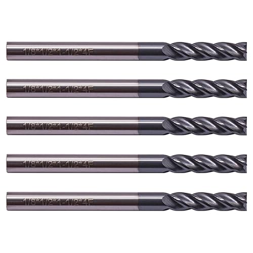 BestParts High Performance 5pcs 7/16' Solid Carbide Square End Mills, AlTiN Coated, 4 Flute, 30 Degree Helix, 7/16' Cutting Diameter, 7/16' Shank Diameter, 1' Length of Cut, 2-3/4' Overall Length - Poueer