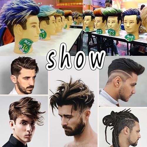 HAIRWAY Male Mannequin Head Human Hair 8 Inch Hairdresser Practice Mannequin Head with 100% Real Human Hair Cosmetology Styling Training Manikin Doll Head with Table Stand Clamp (Natural Black) - Poueer