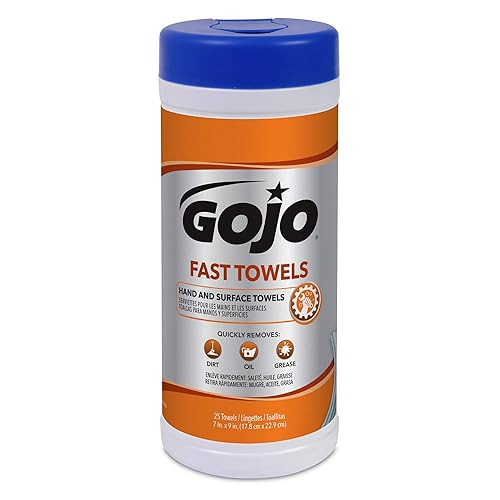 GOJO Fast Towels, Fresh Citrus Scent, 130 Count Multi-Purpose Heavy Duty Textured Wet Towels Bucket (Pack of 1) - 6298-04 - Poueer