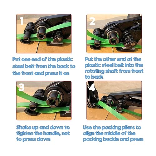 MYFAMIREA Heavy Duty Banding Strapping Kit with Tensioner Tool, 1/2' x 3500FT Polypropylene Plastic Packaging Strapping, 300 Metal Seals, Sealer Tool for Pallets, Logistics, Warehouse (Red) - Poueer