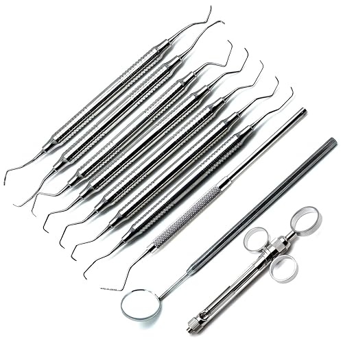 Dental Scaling & Root Planning Tray Setup Stainless Steel Instruments Set of 10 - Poueer