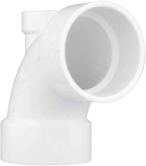 PVC 90 Degree Low Heel Inlet Elbow - Hub, 3 in x 3 in x 1 1/2 in Pipe Size - Poueer