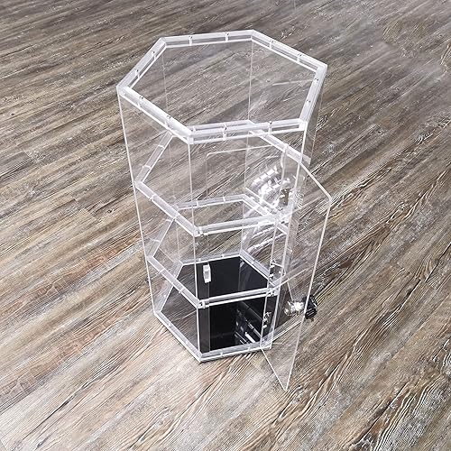 FixtureDisplays Clear Plexiglass Acrylic Spinning Cabinet Display Case for Jewewlry, Cell Phone, Valuable 12'x12'x22' 14603-NEW-NPF - Poueer