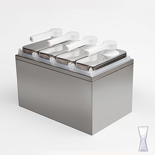 Condiment Pump Dispenser, Stainless Steel Ketchup Pump Dispenser with Measuring Jigger Set-Detachable Leak-Proof Design|for Sauce Honey Syrup Dressing|Commercial & Home Kitchen Use (2L-4jars) - Poueer