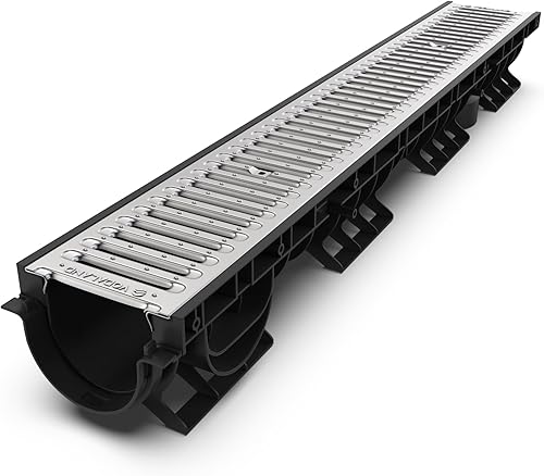Vodaland - 4 inch Trench Drain Steel Grate Package - 6.2' Depth - PC8000 - Poueer