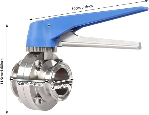 3 Inch Tri Clamp Sanitary Butterfly Valve with Trigger Handle Stainless Steel 304 Tri Clamp Clover (2 Pack 3 Inch Trigger Butterfly Valve) - Poueer
