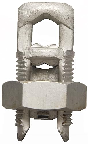 90422 Split Bolt Connector with Spacer, Dual Rate for Copper and Aluminum Conductors, 4/0 AWG, 4/0-4/0 Max Run to Max Tap, 500inlb Torque, 2-Pack - Poueer