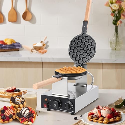 Bubble Waffle Maker 2800W Electric Bubble Waffle Maker Machine Non-stick Egg Waffle Maker Bubble Waffle Baker for Home and Commercial Use - Poueer