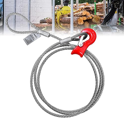 Single Leg Wire Rope Sling, 2.5T Vertical Rated Capacity 8.2FT, 1/2' Flemish Eye Loop Sliding Choker with Heavy Duty Thimble, Heavy Duty Rigging Cable for Lifting Towing Pulling - Poueer