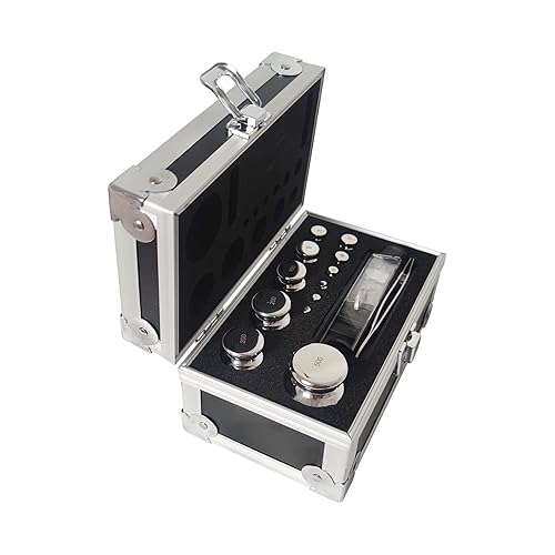 F1 Calibration Weight Kit, High Precision 1mg-500g Weights, 25 Pcs 304 Stainless Steel Weights with Aluminium Alloy Box for Lab Education - Poueer