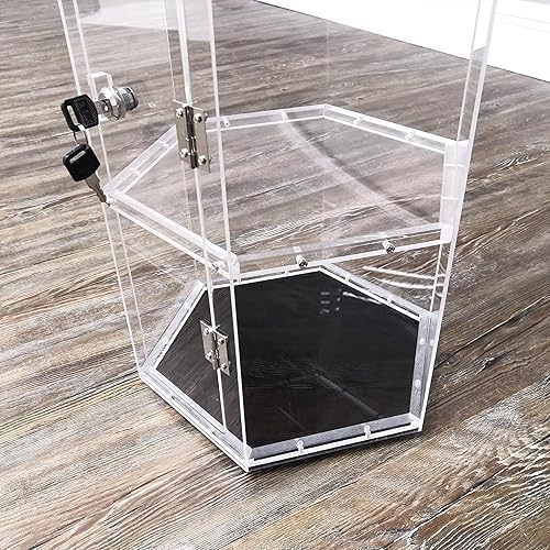 FixtureDisplays Clear Plexiglass Acrylic Spinning Cabinet Display Case for Jewewlry, Cell Phone, Valuable 12'x12'x22' 14603-NEW-NPF - Poueer