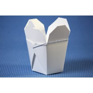 Chinese Take Out Food Boxes: 8 Oz. (1/2 Pint) Lot of 150 - White - Poueer