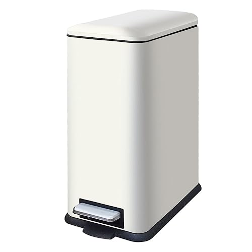 12 Gallon Trash Can, Stainless Steel Trash Can with Fingerprint-Resistant, Removal Inner Buck &Soft Close Plastic Lid, Step Garbage Can for Kitchen and Office, 45 Liter Capacity - Poueer