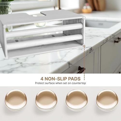 eBun Bamboo Folded Paper Towel Holder – Wall Mount & Countertop Paper Towel Dispenser for Bathroom, Kitchen & Office – Fits C-Fold, Multifold, Z-Fold Towels – Rustic Modern Design, Black - Poueer