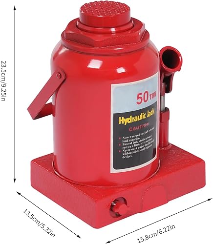 Hydraulic Welded Bottle Jack 50T(110,231lbs) Capacity for Auto Repair and House Lift, Red - Poueer