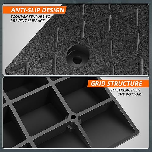 2pcs 5.5 in. Rise 37.4' L x 13.8' W Heavy-Duty Rubber Arrow Curb Ramps, Bridge Ramp for Driveway, Wheelchair, Cars CAAP-TOLS-LRAMP-Arrow-D - Poueer