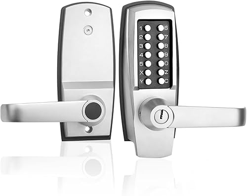 Mechanical Door Lock Without Batteries - Keyless Entry Door Lock with Handle - Easy to Install and use - Zinc Alloy keypad Lock - Poueer