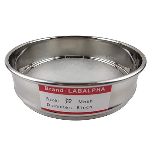 LABALPHA 300 Mesh Lab Sieves, #300 Mesh Test Sieve, 8'' Diameter, 304 Stainless Steel Wire Cloth (0.054mm) - Poueer