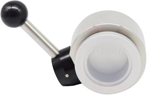 Sanitary Butterfly Valve, Inline, Lever Handle, Manual, 304 Stainless Steel, ISO-KF Interface, KF-40 NW-40 Vacuum Fittings, FKM / Viton Gasket Ring - Poueer