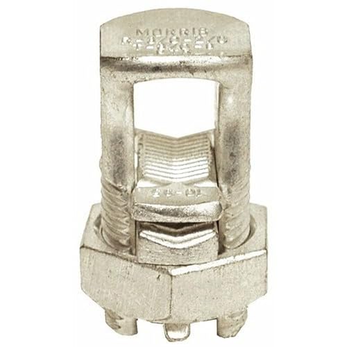 90422 Split Bolt Connector with Spacer, Dual Rate for Copper and Aluminum Conductors, 4/0 AWG, 4/0-4/0 Max Run to Max Tap, 500inlb Torque, 2-Pack - Poueer