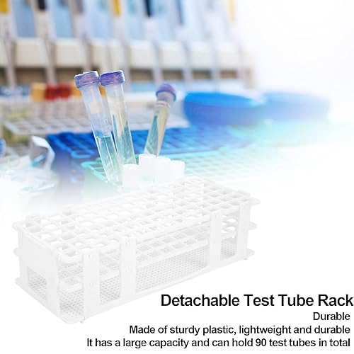 3 Packs Plastic Test Tube Rack, 90 Holes Lab Test Tube Rack Holder, Sample Bottle Holder for 13mm Laboratory Test Tubes - Poueer